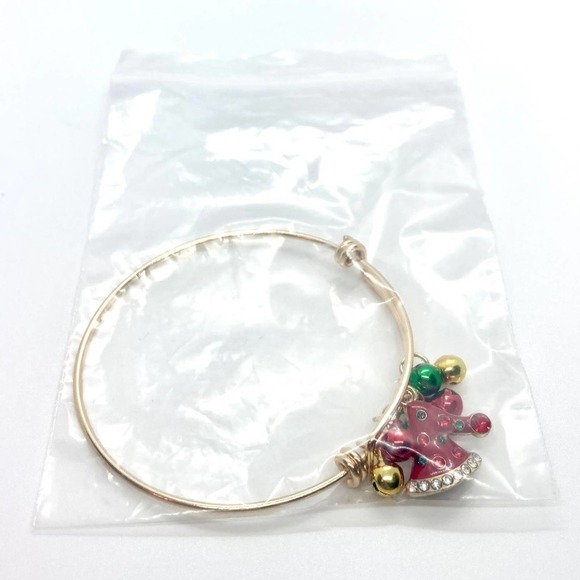 CHRISTMAS Hat Expandable Bangle Charm Bracelet - Picture 6 of 6